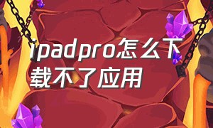 ipadpro怎么下载不了应用