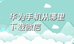 华为手机从哪里下载微信（华为手机在哪下载微信app）