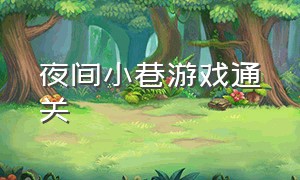 夜间小巷游戏通关（夜间小屋恐怖）