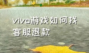 vivo游戏如何找客服退款（vivo游戏中心买的会员怎么退款）