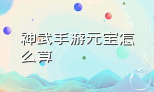 神武手游元宝怎么算