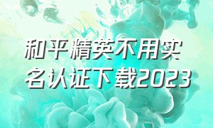 和平精英不用实名认证下载2023