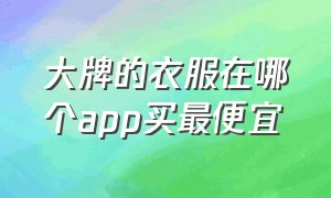 大牌的衣服在哪个app买最便宜