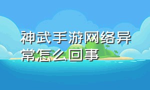 神武手游网络异常怎么回事（神武手游网络异常怎么回事呀）