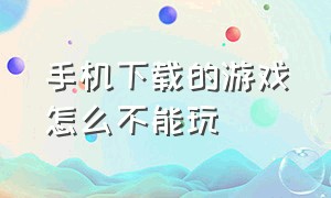 手机下载的游戏怎么不能玩