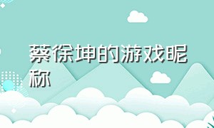 蔡徐坤的游戏昵称