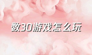 数30游戏怎么玩