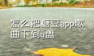 怎么把糖豆app歌曲下到u盘（怎么把糖豆app歌曲下到u盘中）