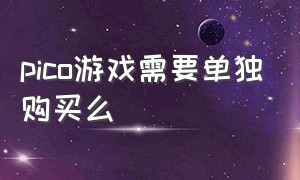 pico游戏需要单独购买么