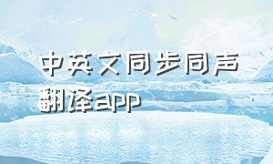 中英文同步同声翻译app（英语实时同声翻译软件免费手机）