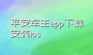 平安车主app下载安装ios