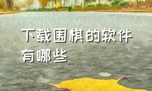 下载围棋的软件有哪些（围棋软件单机官方完整版）