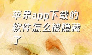 苹果app下载的软件怎么被隐藏了