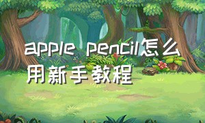 apple pencil怎么用新手教程
