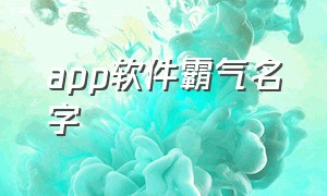 app软件霸气名字