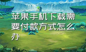 苹果手机下载需要付款方式怎么办