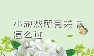 小游戏所有关卡怎么过