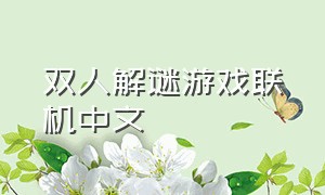 双人解谜游戏联机中文