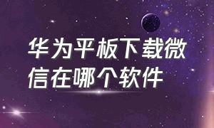 华为平板下载微信在哪个软件（华为平板上怎么下载不了微信）