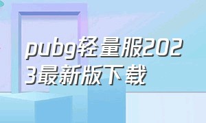 pubg轻量服2023最新版下载（pubg轻量版手游下载地址）