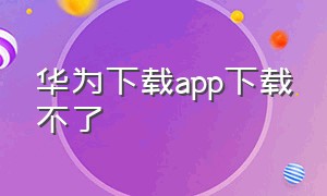 华为下载app下载不了