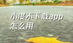 小度不下载app怎么用