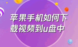 苹果手机如何下载视频到u盘中