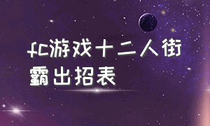 fc游戏十二人街霸出招表（fc1996版12人街霸出招表）