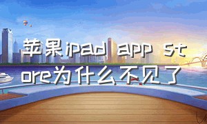 苹果ipad app store为什么不见了