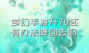 梦幻手游升70还有办法降回去吗