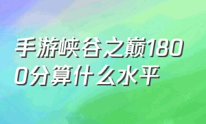 手游峡谷之巅1800分算什么水平（手游峡谷之巅和排位有关系吗）