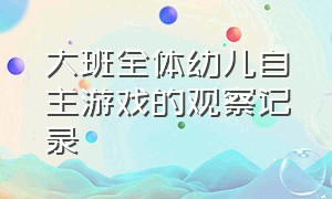 大班全体幼儿自主游戏的观察记录