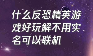 什么反恐精英游戏好玩解不用实名可以联机