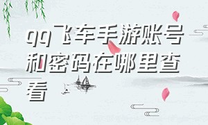 qq飞车手游账号和密码在哪里查看