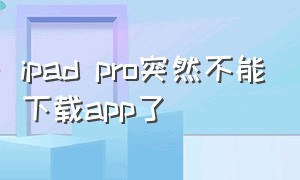 ipad pro突然不能下载app了