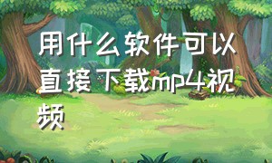 用什么软件可以直接下载mp4视频