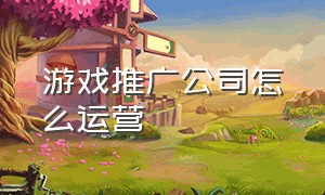 游戏推广公司怎么运营