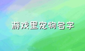 游戏里宠物名字