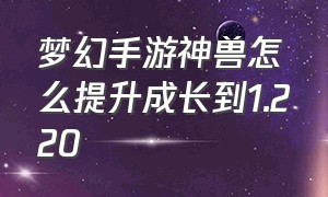 梦幻手游神兽怎么提升成长到1.220