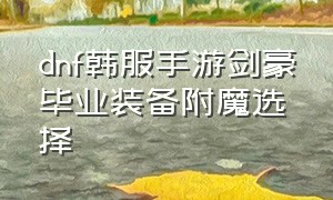 dnf韩服手游剑豪毕业装备附魔选择