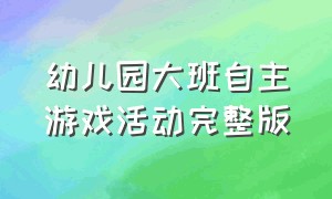 幼儿园大班自主游戏活动完整版