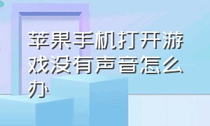 苹果手机打开游戏没有声音怎么办