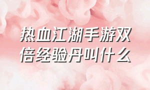 热血江湖手游双倍经验丹叫什么