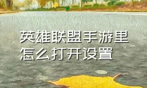 英雄联盟手游里怎么打开设置