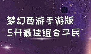 梦幻西游手游版5开最佳组合平民