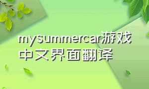 mysummercar游戏中文界面翻译
