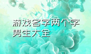 游戏名字两个字男生大全（游戏名字两个字的男生）