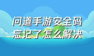 问道手游安全码忘记了怎么解决（问道手游怎么赚人民币）