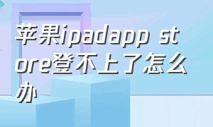 苹果ipadapp store登不上了怎么办