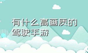 有什么高画质的驾驶手游